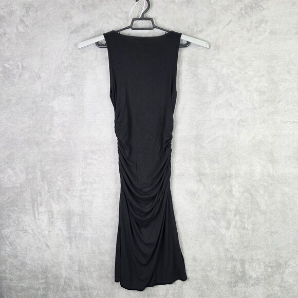Womens Athleta Black Sleeveless Ruched Midi Dress Rayon Spandex Blend Size M - Picture 4 of 8